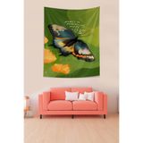 Ontheclouds Çiçek Ve Kelebek Desen Leke Tutmaz Kumaş Duvar Örtüsü Duvar Halısı Tapestry, 70 x 70