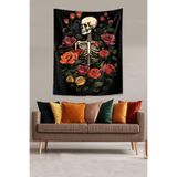 Ontheclouds Çiçekler Içerisinde Iskelet Leke Tutmaz Kumaş Duvar Örtüsü Duvar Halısı Tapestry, 35 x 50