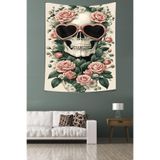 Ontheclouds Çiçeklerler Bezeli Sevgiyle Bakmak Iskelet Leke Tutmaz Kumaş Duvar Örtüsü Duvar Halısı Tapestry, 140 x 230