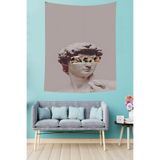 Ontheclouds Çiçekli Heykel Kafası Leke Tutmaz Kumaş Duvar Örtüsü Duvar Halısı Tapestry, 70 x 70, 70 x 70 PNTR428E
