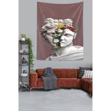 Ontheclouds Çiçekli Heykel Kafası Leke Tutmaz Kumaş Duvar Örtüsü Duvar Halısı Tapestry, 70 x 70, 70 x 70 PNTR460E