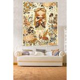 Ontheclouds Çiçekli Kız Leke Tutmaz Kumaş Duvar Örtüsü Duvar Halısı Tapestry, 70 x 70, 70 x 70 PNTR063E