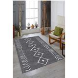 Ontheclouds Çizgi Bohem Etnik Kilim Desen Dijital Baskı Yıkanabilir Kaymaz Taban Modern Salon Halısı Ve Yolluk, 100 x 500 AYH152U