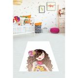 Ontheclouds Coffee Kız Dijital Baskı Yıkanabilir Kaymaz Taban Çocuk Ve Bebek Odası Halısı, 120 x 180