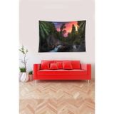 Ontheclouds Çok Renkli Doğa Desenli Leke Tutmaz Kadife Kumaş Duvar Örtüsü Duvar Halısı Tapestry, 140 x 230