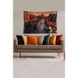 Ontheclouds Çok Renkli Gondol Desenli Leke Tutmaz Kadife Kumaş Duvar Örtüsü Duvar Halısı Tapestry, 140 x 230