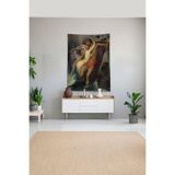 Ontheclouds Çok Renkli Mitolojik Desen Leke Tutmaz Kadife Kumaş Duvar Örtüsü Duvar Halısı Tapestry, 100 x 140