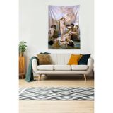 Ontheclouds Çok Renkli Mitolojik Desenli Leke Tutmaz Kadife Kumaş Duvar Örtüsü Duvar Halısı Tapestry, 70 x 100