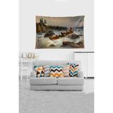 Ontheclouds Çok Renkli Nehirde Mücadele Desenli Leke Tutmaz Kadife Kumaş Duvar Örtüsü Duvar Halısı Tapestry, 70 x 100