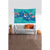 Ontheclouds Çok Renkli Odesanın Seyahati Desenli Leke Tutmaz Kadife Kumaş Duvar Örtüsü Duvar Halısı Tapestry, 70 x 100, 70 x 100 YWLL495A