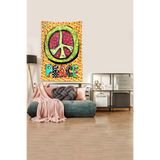 Ontheclouds Çok Renkli Peace Barış Işaretli Leke Tutmaz Kadife Kumaş Duvar Örtüsü Duvar Halısı Tapestry, 140 x 230, 140 x 230 DWLL404C