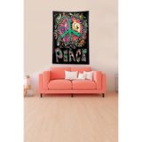 Ontheclouds Çok Renkli Peace Barış Işaretli Leke Tutmaz Kadife Kumaş Duvar Örtüsü Duvar Halısı Tapestry, 140 x 230, 140 x 230 DWLL405C