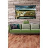 Ontheclouds Çok Renkli Savaş Canlandırması Desenli Leke Tutmaz Kadife Kumaş Duvar Örtüsü Duvar Halısı Tapestry, 140 x 140
