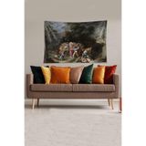 Ontheclouds Çok Renkli Tarihi Figürlü Leke Tutmaz Kadife Kumaş Duvar Örtüsü Duvar Halısı Tapestry, 140 x 230
