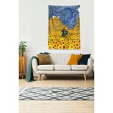 Ontheclouds Çok Renkli Van Gogh Papatya Tarlası Leke Tutmaz Kadife Kumaş Duvar Örtüsü Duvar Halısı Tapestry, 140 x 230