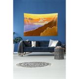 Ontheclouds Dağın Zirvesi Deniz Manzaralı Leke Tutmaz Kadife Dokulu Kumaş Duvar Örtüsü Duvar Halısı Tapestry, 70 x 100