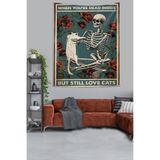Ontheclouds Daima Kedi Sevgisi Mottolu Leke Tutmaz Kumaş Duvar Örtüsü Duvar Halısı Tapestry, 70 x 70