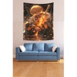 Ontheclouds Demon Slayer Anime Posteri Leke Tutmaz Kumaş Duvar Örtüsü Duvar Halısı Tapestry, 140 x 230