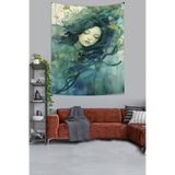 Ontheclouds Deniz Altındaki Kız Leke Tutmaz Kumaş Duvar Örtüsü Duvar Halısı Tapestry, 70 x 100