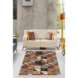 Ontheclouds Derisi Desenli Kırkyama Dijital Baskı Yıkanabilir Modern Salon Halı, 120 x 180