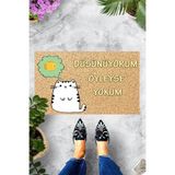 ontheclouds Dijital Baskılı Düşünüyorum Öyleyse Yokum Yazılı Dekoratif Kapı Önü Paspası, Siyah-Mavi Krem