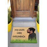 ontheclouds Dijital Baskılı Hoşgeldin Gebeş Kaplumbağa yazılı Dekoratif Kapı Önü Paspası, Yeşil-Siyah-Kahve