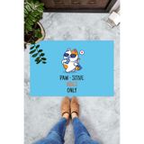 ontheclouds Dijital Baskılı Paw-Sitive Vibes Only Yazılı Dekoratif Kapı Önü Paspası, Mavi Siyah-Sarı