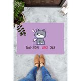 ontheclouds Dijital Baskılı Paw-Sitive Vibes Only Yazılı Dekoratif Kapı Önü Paspası, Mor-Kırmızı