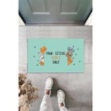 ontheclouds Dijital Baskılı Paw-Sitive Vibes Only Yazılı Dekoratif Kapı Önü Paspası, Turuncu
