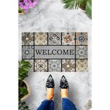 ontheclouds Dijital Baskılı Welcome Yazılı Dekoratif Kapı Önü Paspası, Mavi