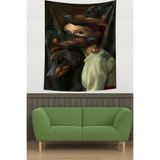 Ontheclouds Doberman Köpekler Ve Kız Leke Tutmaz Kumaş Duvar Örtüsü Duvar Halısı Tapestry, 140 x 140