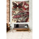 Ontheclouds Doomed Love Bordo Mantar Desenli Leke Tutmaz Kumaş Duvar Örtüsü Duvar Halısı Tapestry, 35 x 50