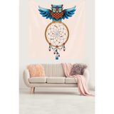 Ontheclouds Dream Catcher Kuş Tüylü Bohem Desen Leke Tutmaz Kadife Doku Kumaş Duvar Örtüsü Duvar Halısı Tapestry, 35 x 50, 35 x 50 WLL127F