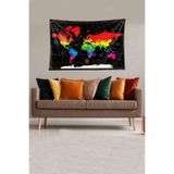 Ontheclouds Dünya Haritası Desen Leke Tutmaz Kadife Dokulu Kumaş Duvar Örtüsü Duvar Halısı Tapestry, 35 x 50, 35 x 50 WLL062F