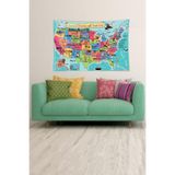 Ontheclouds Dünya Haritası Desenli Leke Tutmaz Kadife Dokulu Kumaş Duvar Örtüsü Duvar Halısı Tapestry, 35 x 50