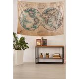 Ontheclouds Dünya Haritası Leke Tutmaz Kadife Dokulu Kumaş Duvar Örtüsü Duvar Halısı Tapestry, 140 x 140