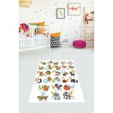 Ontheclouds Eğitici Alfabe Animal Desen Dijital Baskı Yıkanabilir Kaymaz Taban Çocuk Odası Halısı, 80 x 400