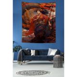 Ontheclouds Ejderha Ve Japon Kız Leke Tutmaz Kumaş Duvar Örtüsü Duvar Halısı Tapestry, 140 x 230