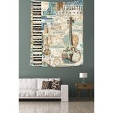 Ontheclouds Ekart Çello Keman Piyano Enstrümanlar Tasarım Leke Tutmaz Kumaş Duvar Örtüsü Duvar Halısı Tapestry, 70 x 100