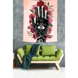 Ontheclouds El Dövme Hint Kınası Çiçek Desen Leke Tutmaz Dokulu Kumaş Duvar Örtüsü Duvar Halısı Tapestry, 70 x 100