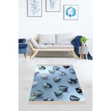 Ontheclouds Elmas Desenli Diamond Dijital Baskı Yıkanabilir Kaymaz Taban Modern Salon Halısı, 100 x 250