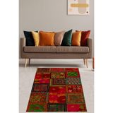 Ontheclouds Etnik Geleneksel Patchwork Desenli Yıkanabilir Kaymaz Taban Leke Tutmaz Salon Halısı Yoluk, 80 x 200