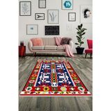 Ontheclouds Etnik Kilim Desenli Renkli Dijital Baskılı Yıkanabilir Kaymaz Taban Modern Salon Halısı, 100 x 600