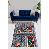 Ontheclouds Etnik Ve Geometrik Desenli Güllü Yıkanabilir Kaymaz Taban Leke Tutmaz Salon Halısı Yoluk, 80 x 250