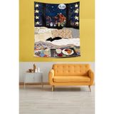 Ontheclouds Evdeki Huzur Ve Yıldızlı Gece Leke Tutmaz Kumaş Duvar Örtüsü Duvar Halısı Tapestry, 140 x 140
