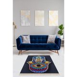 Ontheclouds Fatma Ana Eli Desenli Dijital Baskı Yıkanabilir Kaymaz Taban Modern Salon Halısı, 100 x 350 MEG565AA