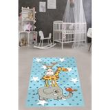 Ontheclouds Fil Zürafa Inek Kedi Kuş Desen Dijital Baskı Yıkanabilir Kaymaz Taban Çocuk Ve Bebek Odası Halısı, 160 x 230