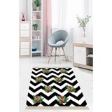 Ontheclouds Flamingo Zigzag Desenli Modern Dijital Baskı Yıkanabilir Kaymaz Taban Salon Halı, 180 x 280