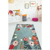 Ontheclouds Floral Çiçekli Minimal Bohem Tarz Yıkanabilir Kaymaz Taban Leke Tutmaz Çocuk Odası Halısık, 120 x 160 PNHC0281Y