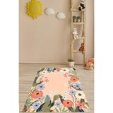 Ontheclouds Floral Çiçekli Minimal Bohem Tarz Yıkanabilir Kaymaz Taban Leke Tutmaz Çocuk Odası Halısık, 60 x 120 PNHC0282AB